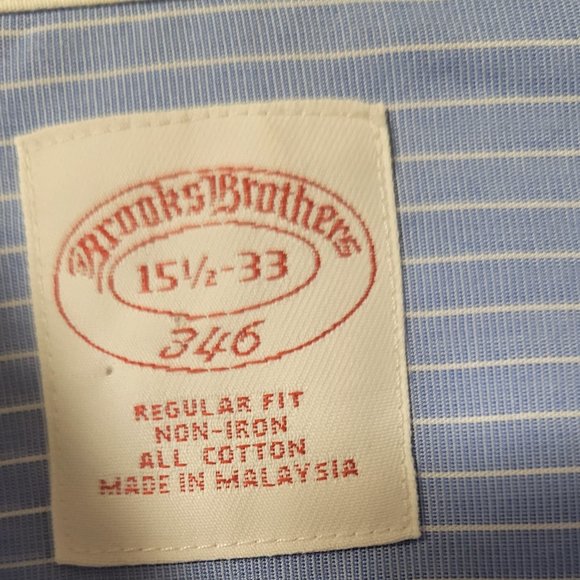 Brooks Brothers Dress Shirt With Cuff Links Sky Blue White Pin Stripes Sz 33 - Picture 3 of 4